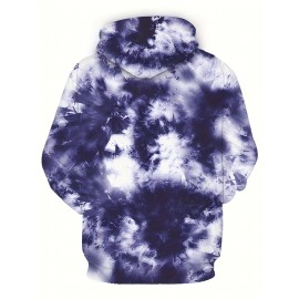 Unisex Novelty Hip-Hop Hoodie for Men, Featuring a 3D Purple Tie-Dye Graphic, a Pullover Design with a Large Pocket, Perfect for Comfortable Wear, Plus Size